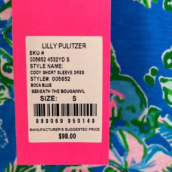 NWT Lilly Pulitzer Blue and Green Floral Tee Shirt Dress - Picture 3 of 10